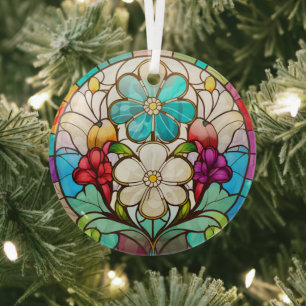 stunning floral stained glass tree decoration