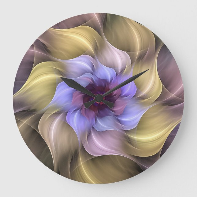 Stunning Fractal Flower Acrylic Wall Clock (Front)