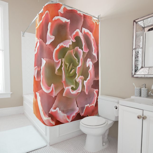 Stunning Garden Succulent Pink Tones Realistic Art Shower Curtain (In Situ)