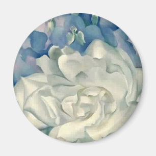Stunning Georgia O'Keefe White Rose and Larkspur Magnet