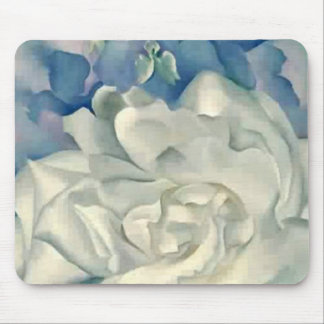 Stunning Georgia O'Keefe White Rose and Larkspur Mouse Mat