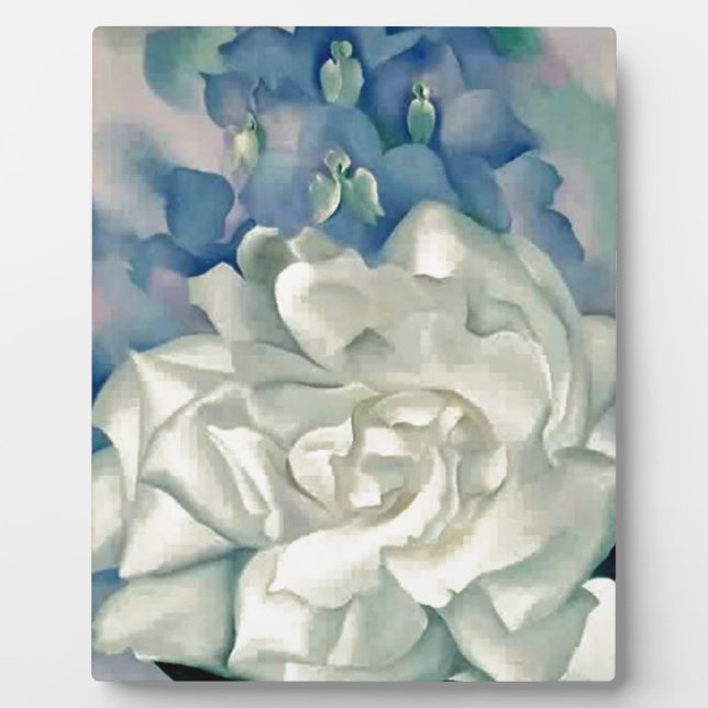 Stunning Georgia O'Keefe White Rose and Larkspur Plaque (Front)
