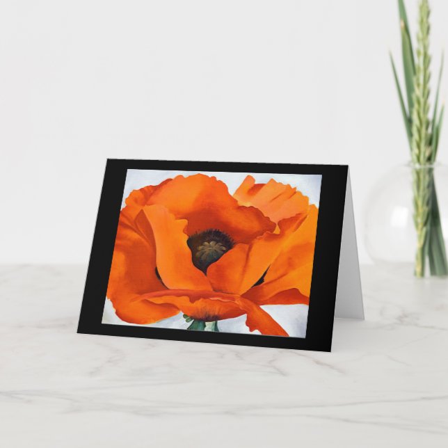 Stunning Georgia O'Keeffe Red Poppy Blank Card (Front)