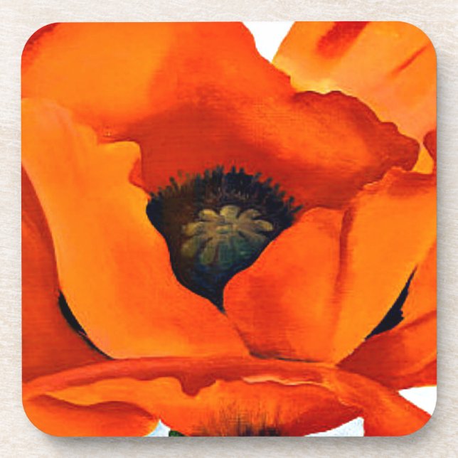 Stunning Georgia O'Keeffe Red Poppy Coaster (Front)
