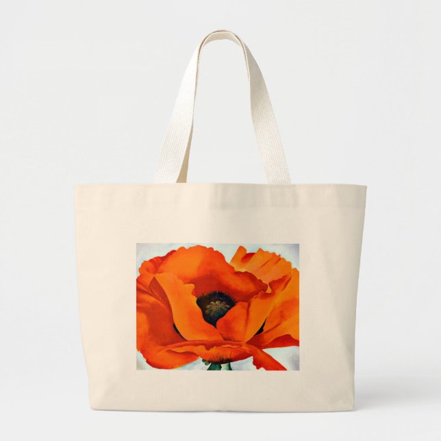 Stunning Georgia O'Keeffe Red Poppy Large Tote Bag (Front)