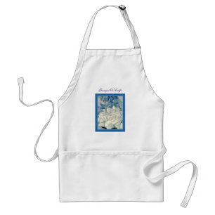 Stunning Georgia O'Keeffe White Rose and Larkspur Standard Apron