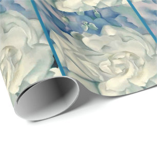 Stunning Georgia O'Keeffe White Rose and Larkspur Wrapping Paper