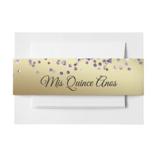 Stunning Gold and Purple Glitter Invitation Belly Band