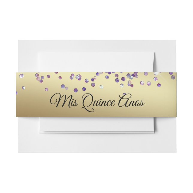 Stunning Gold and Purple Glitter  Invitation Belly Band (Front Example)
