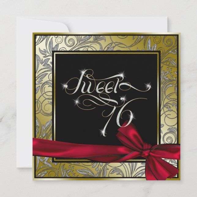 Stunning Gold Art Nouveau Sweet Sixteen Invitation (Front)