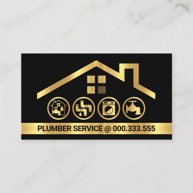 Stunning Gold Building Handyman Tools Business Card (Front)