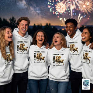 Stunning Gold Chinese Year of Fire Goat 2027 Hoodie