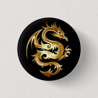 Stunning Gold Dragon 3 Cm Round Badge