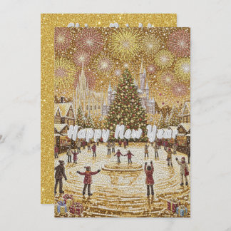 stunning Gold Glitter New Year's Eve Greeting Card