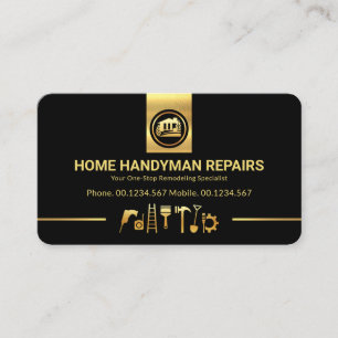 Stunning Gold Handyman Tools Line Business Card
