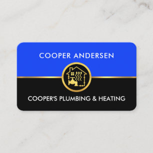 Stunning Gold Line Plumbing Heating Business Card