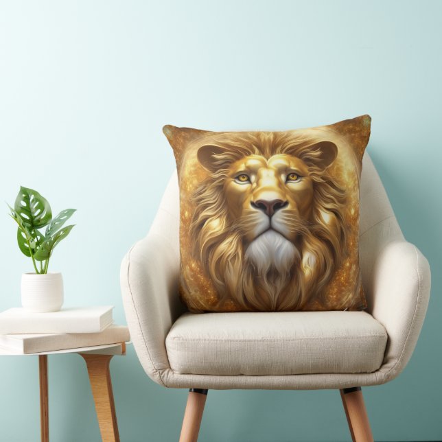 Stunning Gold Lion Head Cushion (Chair)
