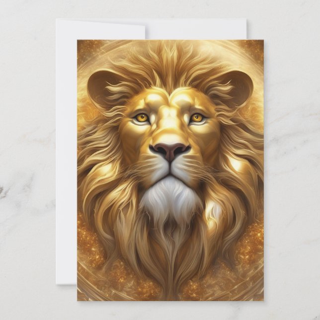 Stunning Gold Lion Head Holiday Card (Front)