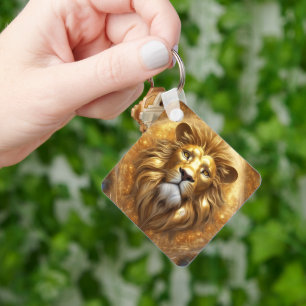 Stunning Gold Lion Head Key Ring