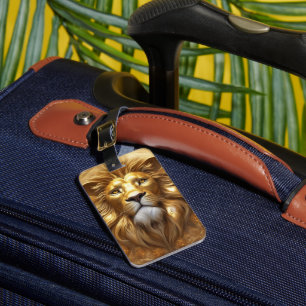 Stunning Gold Lion Head Luggage Tag