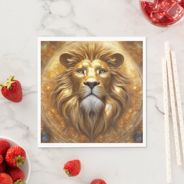 Stunning Gold Lion Head Napkin (Insitu)