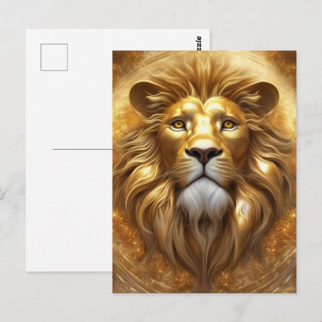 Stunning Gold Lion Head Postcard (Front/Back)