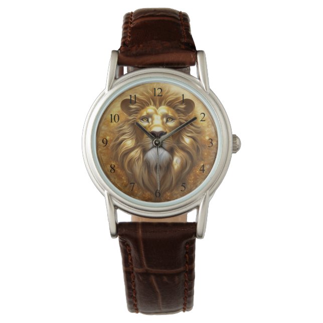 Stunning Gold Lion Head Watch (Front)