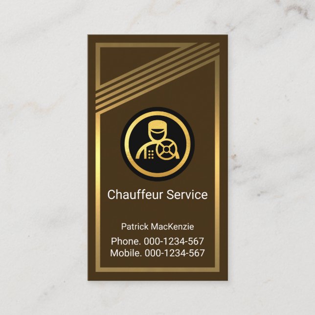 Stunning Gold Stripes Frame Chauffeur Business Card (Front)