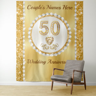 Stunning Golden, 50th Anniversary Backdrop,  Tapestry