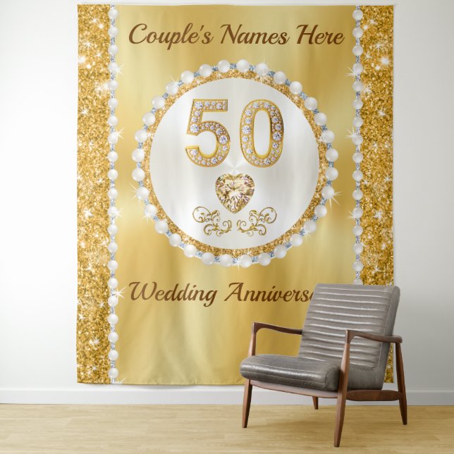 Stunning Golden, 50th Anniversary Backdrop,  Tapestry (In Situ)