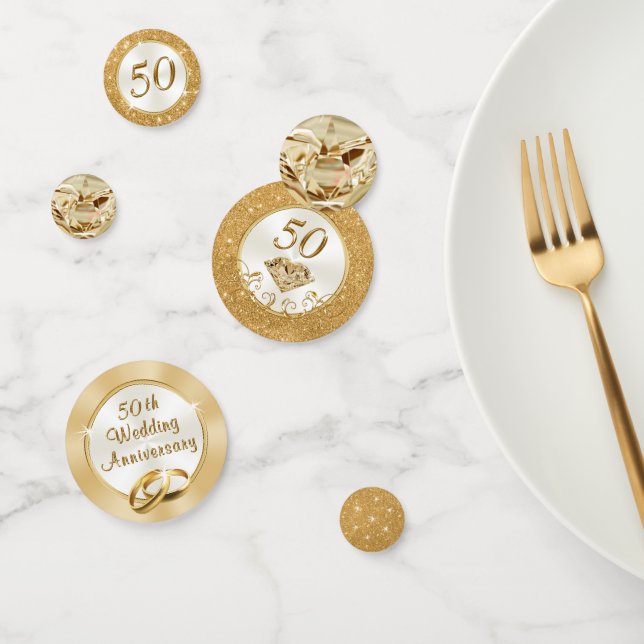 Stunning Golden 50th Anniversary Confetti, Table Confetti (Group)