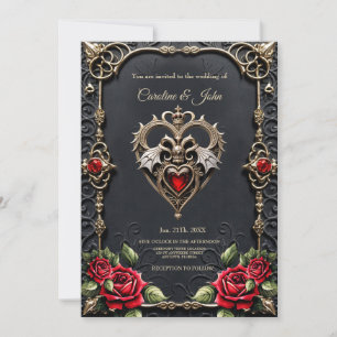 Stunning gothic heart invitation