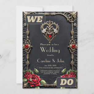Stunning gothic heart  invitation