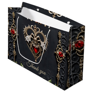 Stunning gothic heart  large gift bag