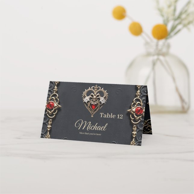 Stunning gothic heart  place card (Front)