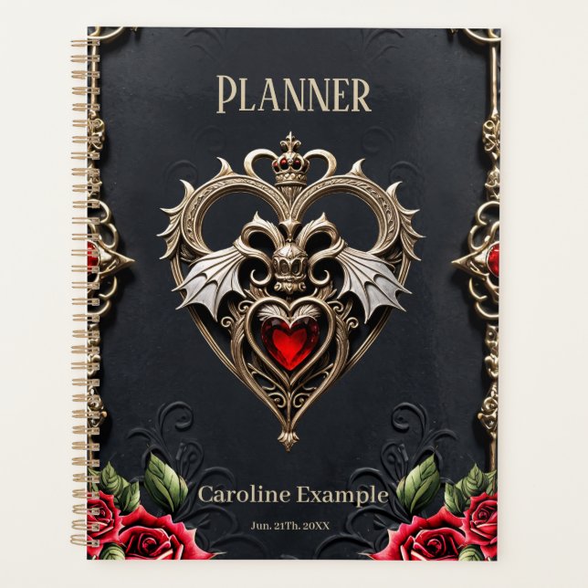 Stunning gothic heart  planner (Front)