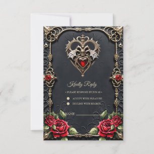 Stunning gothic heart  RSVP card