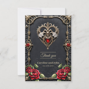 Stunning gothic heart thank you card