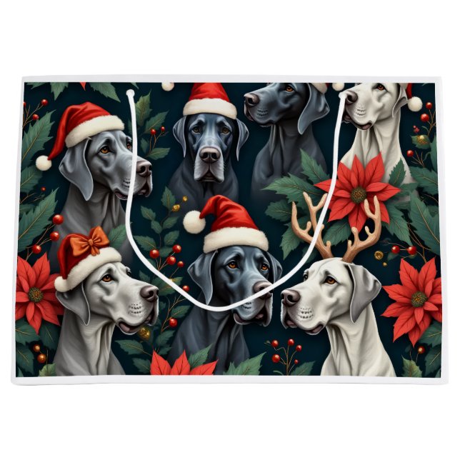 Stunning Great Dane Christmas  Large Gift Bag (Front)