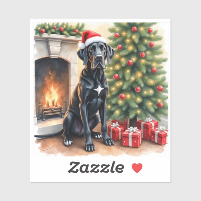 Stunning Great Dane Christmas sticker (Sheet)
