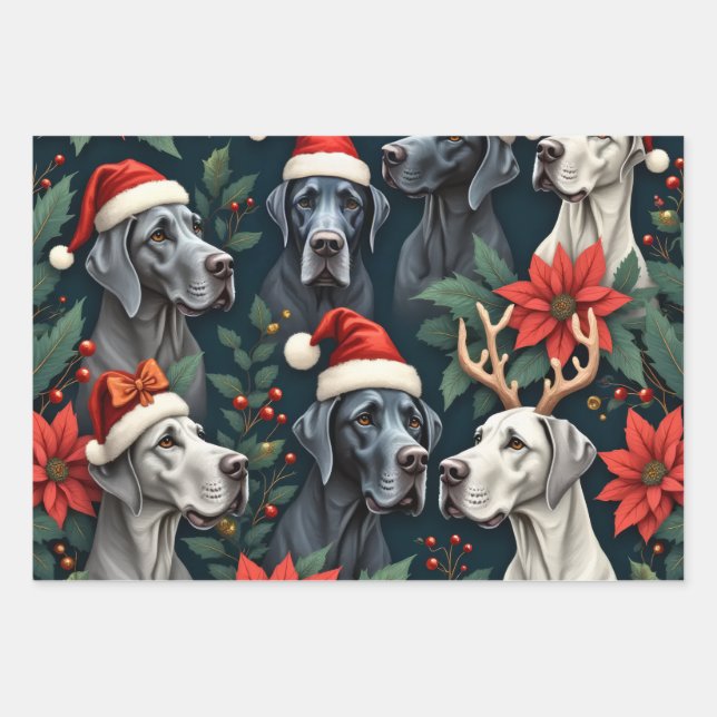 Stunning Great Dane Christmas wrapping paper (Front)