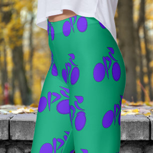 Stunning Green Blue Womens Cycling Pattern Leggings