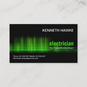 Stunning Green Electrical Wave Pulse Electrician B Business Card