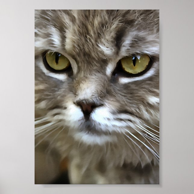 Stunning Grey Cat Pet Artistic Portrait Poster (Front)