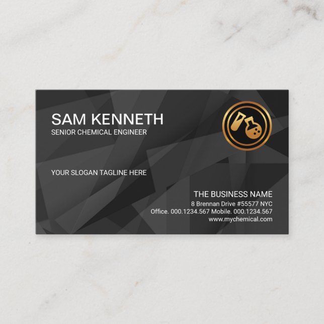 Stunning Grey Polygon Grunge Crystals Chemist Business Card (Front)