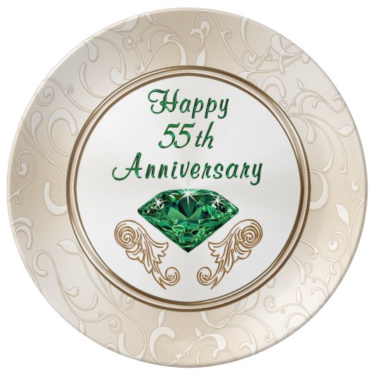 Stunning Happy 55th Anniversary Gifts Plate | Zazzle.co.uk