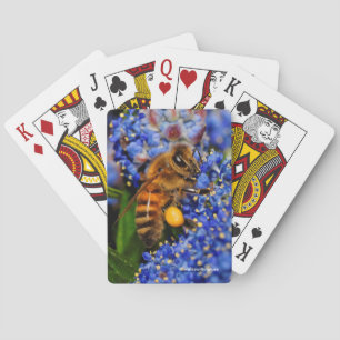 Stunning Honeybee on the California Lilac Shrub Playing Cards