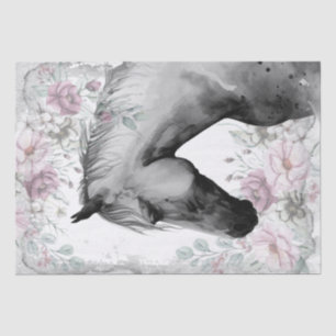 Stunning Horse Dapple Grey Floral Tissue Paper