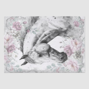 Stunning Horse Dapple Grey Floral Tissue Paper