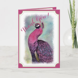STUNNING HOT PINK PEACOCK THANK YOU